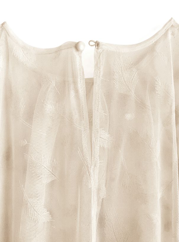 日本 GRL - 葉子紋溫柔蝴蝶結泡泡袖上衣-米杏 (F)