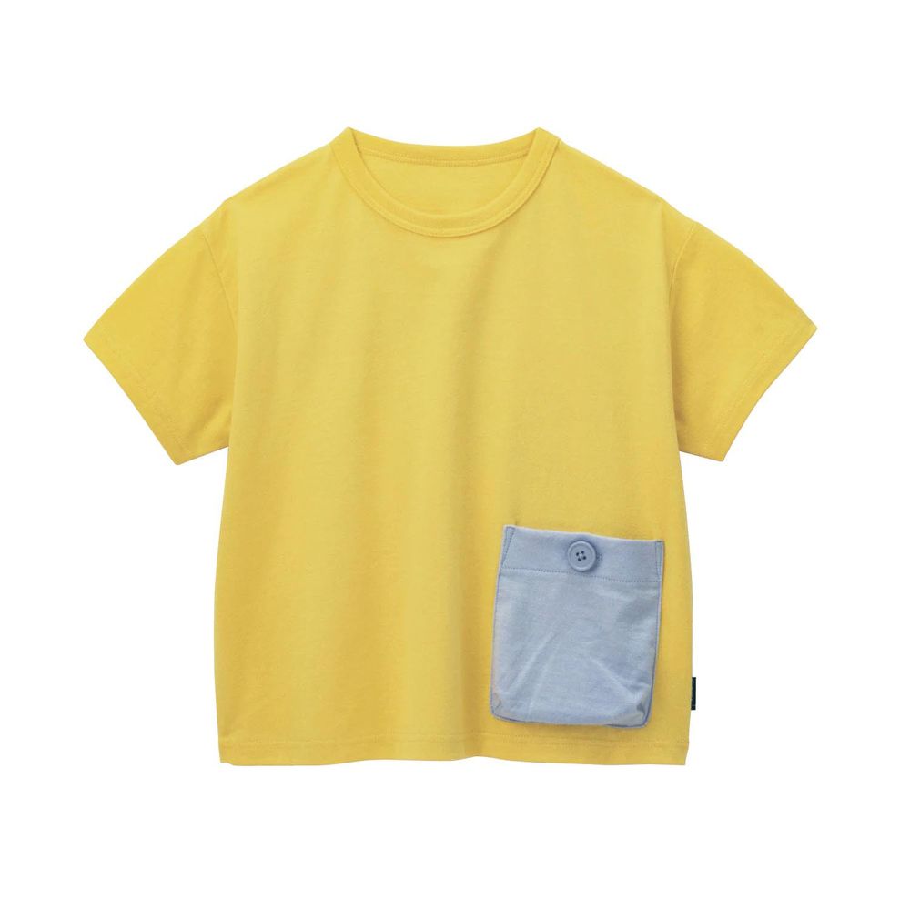 日本千趣會 - GITA 天竺棉短T-撞色口袋-黃x水藍