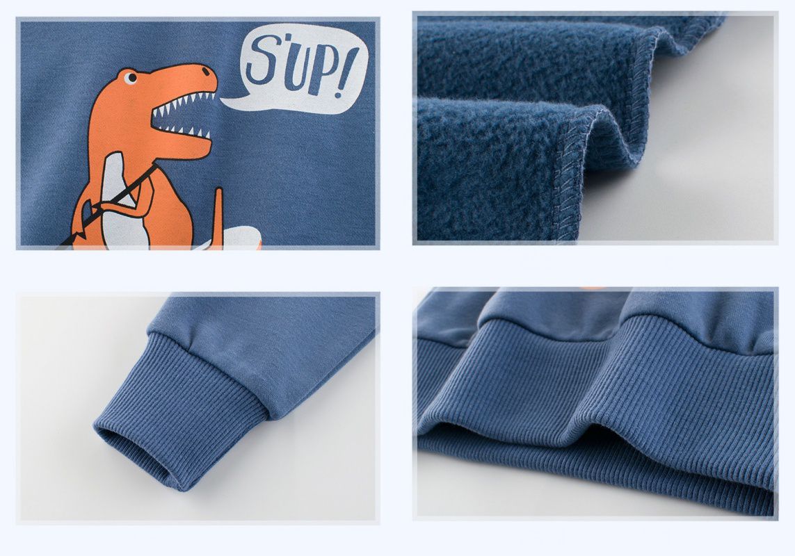 加絨棉混紡衛衣-恐龍系列-黃色