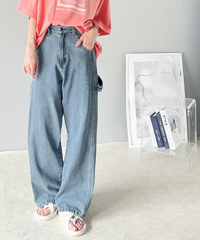 日本 Classical Elf - 超顯瘦厚磅百搭直筒褲-復古刷色