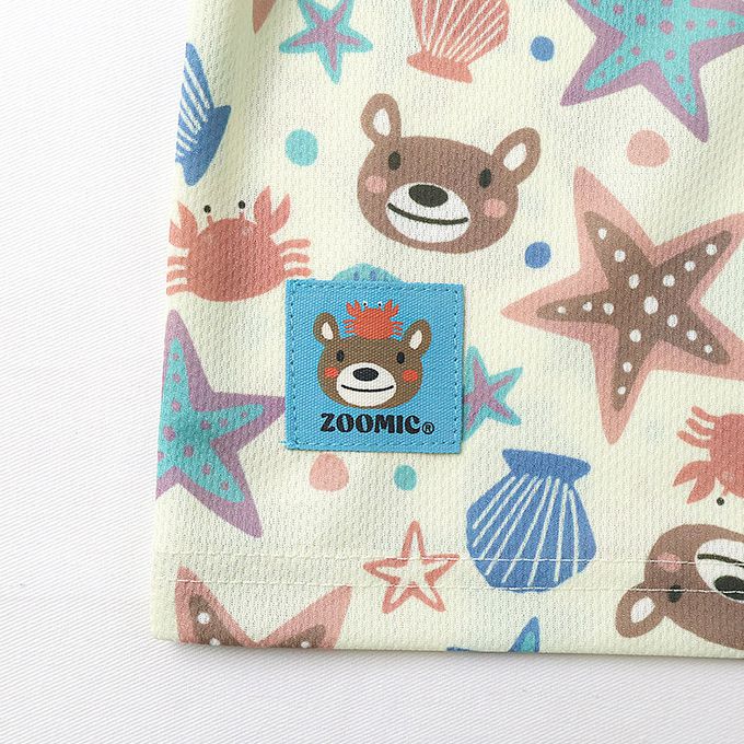 日本 ZOOLAND - 海洋印花網眼短袖上衣-滿版貝殼-淺灰