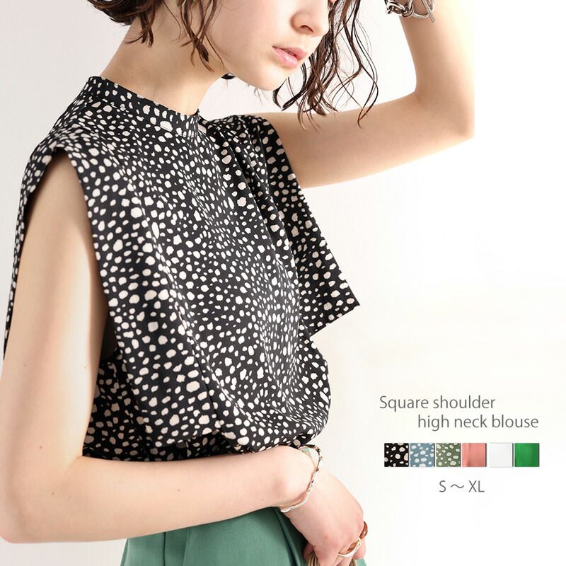 日本 Classical Elf - 優雅時尚雪紡無袖上衣-點點-春芽綠