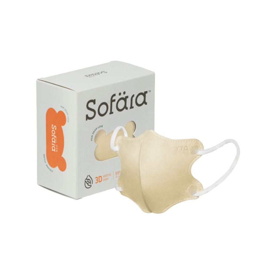 迷你幼(小臉版)3D空氣口罩-奶糖棕款-1-3歲適用 (9.5X13cm)-30入/盒