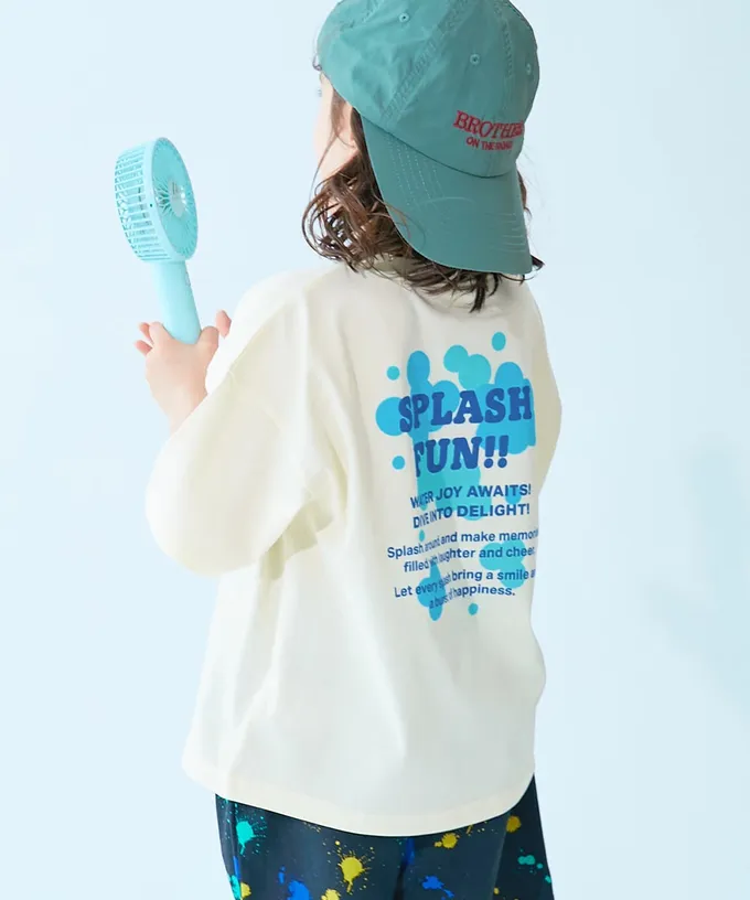 日本 devirock - 涼感速乾網眼 廓形短袖T恤-背後潑墨-紫x綠