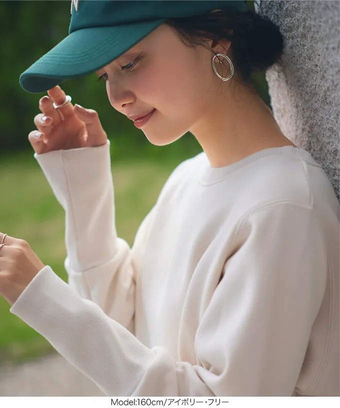 日本 Kobe Lettuce - 極上溫暖 裏起毛俐落束口長袖上衣-靛藍