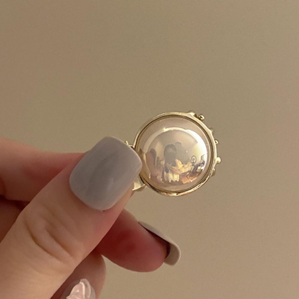 氣質珍珠小爪夾-圓形-白+金