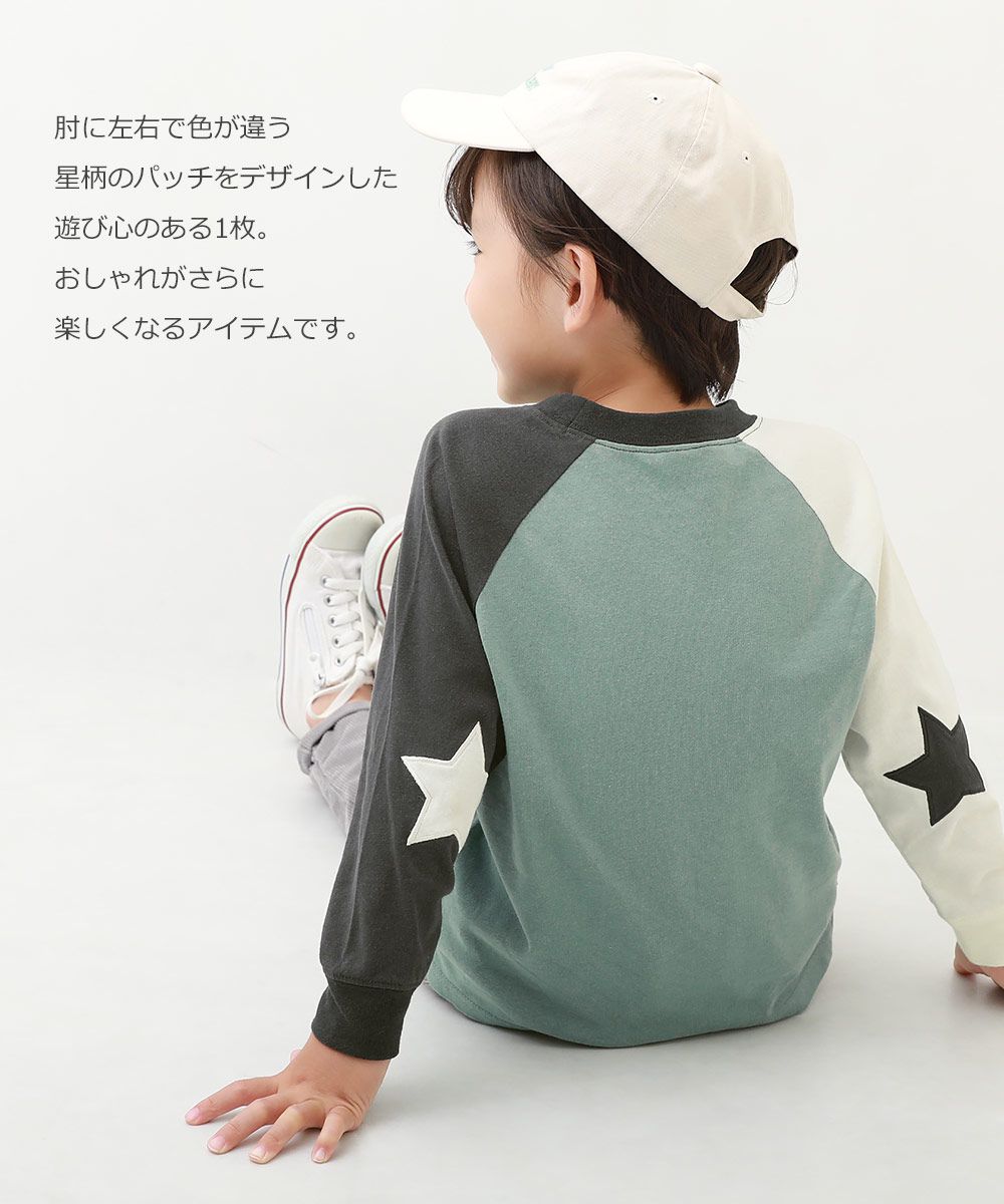 日本 devirock - 純棉 定番百搭印花長T-撞色星星-白