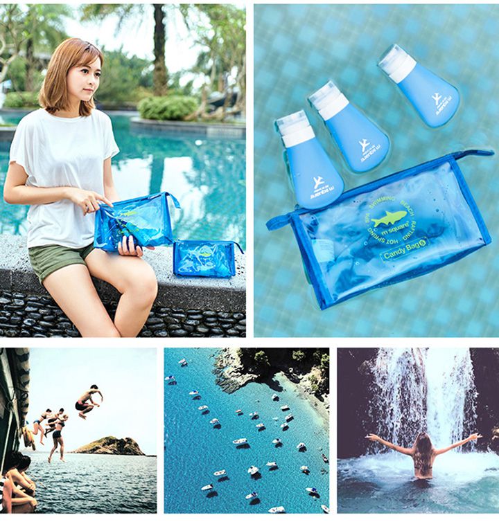 M Square - 字母防水PVC化妝包 S-桃粉色