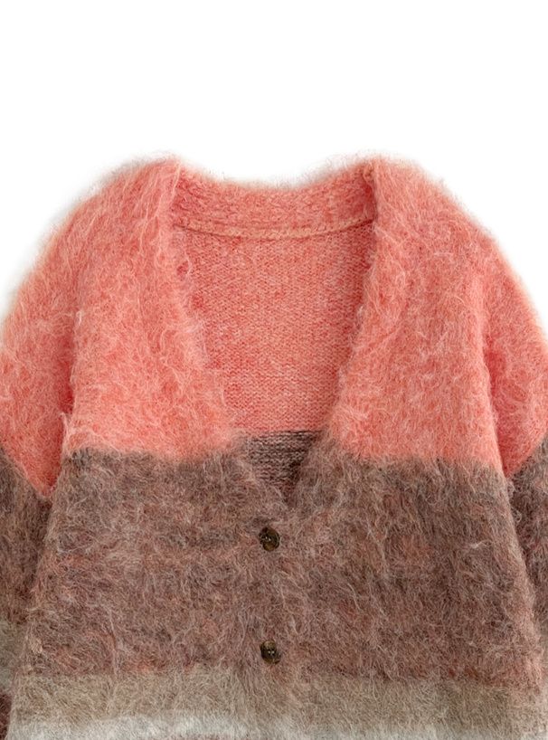 日本 GRL - 時尚感撞色毛絨長版外套-深灰黑 (F)