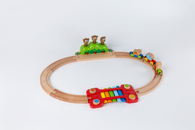 德國 Hape - 音樂跳跳猴軌道玩具(19件組)
