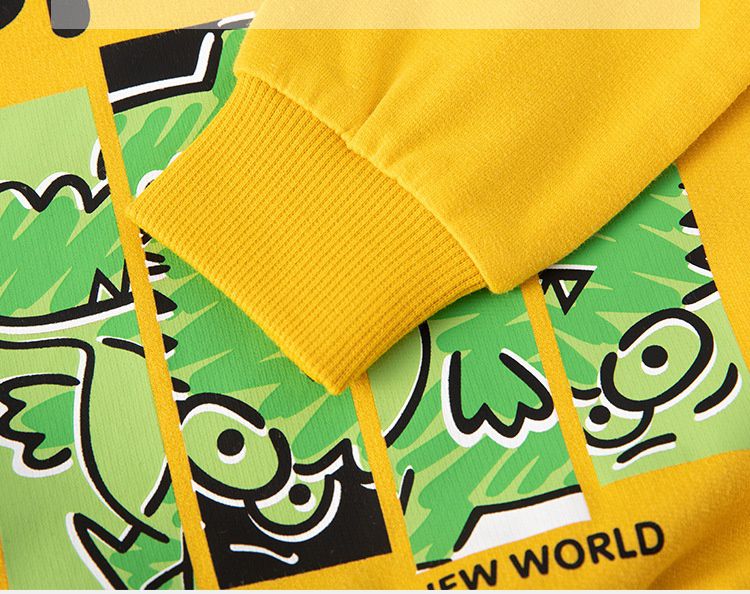 純棉圓領長袖上衣/大學T-多元宇宙恐龍-灰綠色