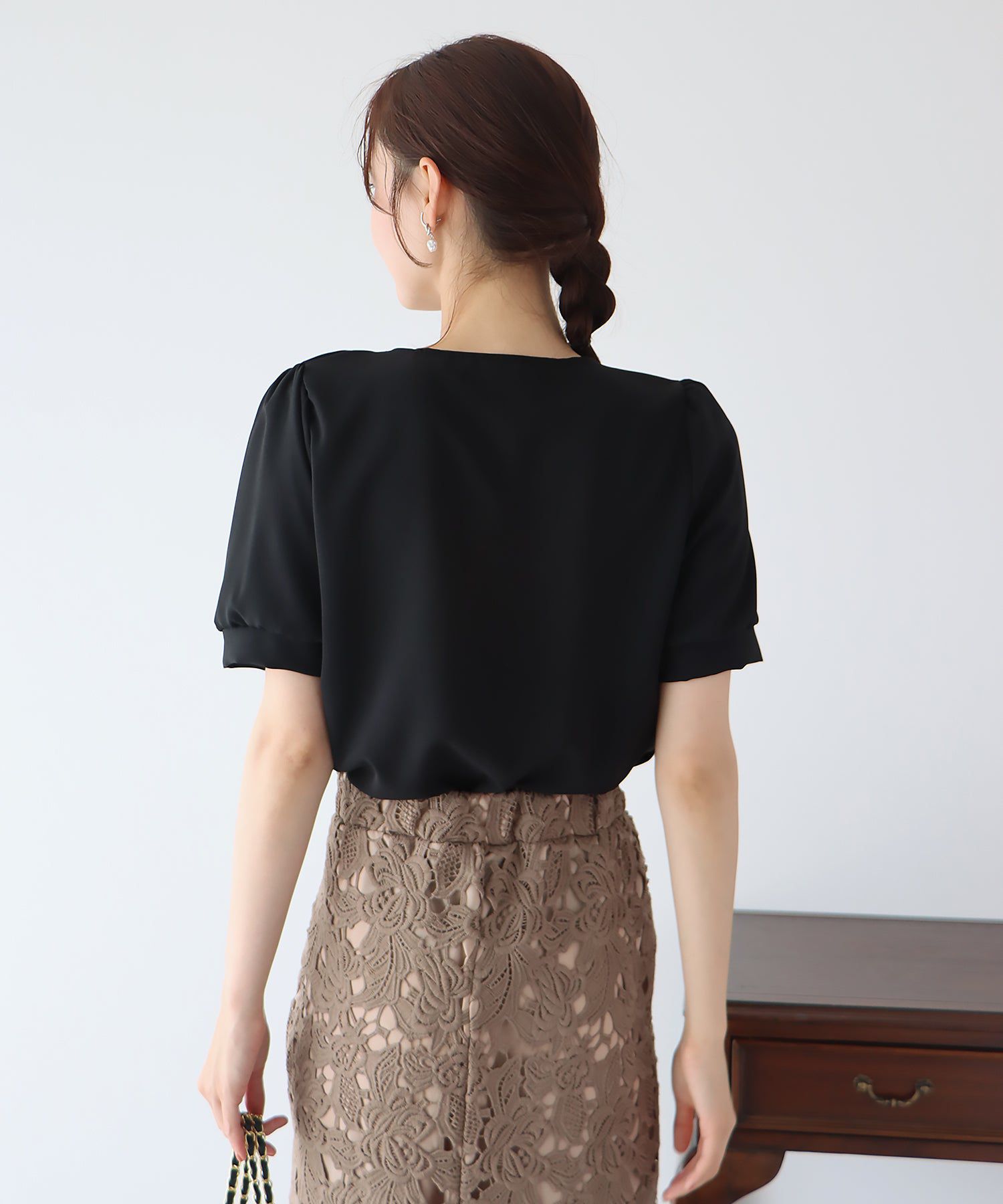 日本 BLUE EAST - 法式方領短袖珍珠釦襯衫-水藍