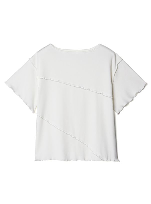 日本 GRL - 羅紋木耳邊短袖上衣-氣質杏