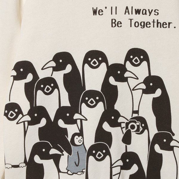 日本西松屋 - 刷毛圓領印花長袖上衣-小怪獸們-燕麥