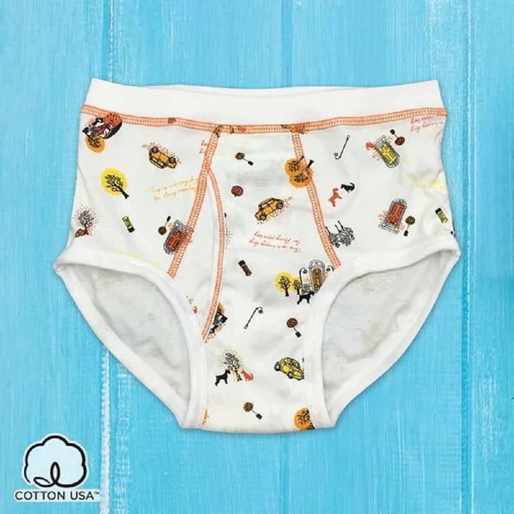 Annypepe - 男童純棉秋日汽車三角褲-白 (110-150cm)