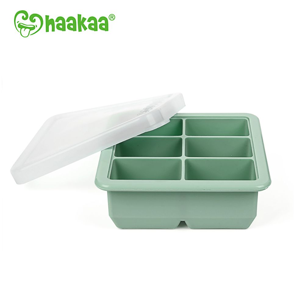 紐西蘭 HaaKaa - 矽膠副食品分裝盒/製冰盒-6 格-綠色-6格x70mL