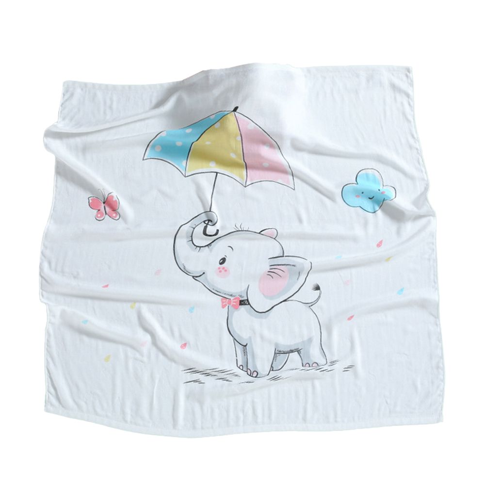 JoyNa - 竹纖維包巾 親膚透氣雙層紗布巾 嬰兒被子-雨傘象 (110*110cm)
