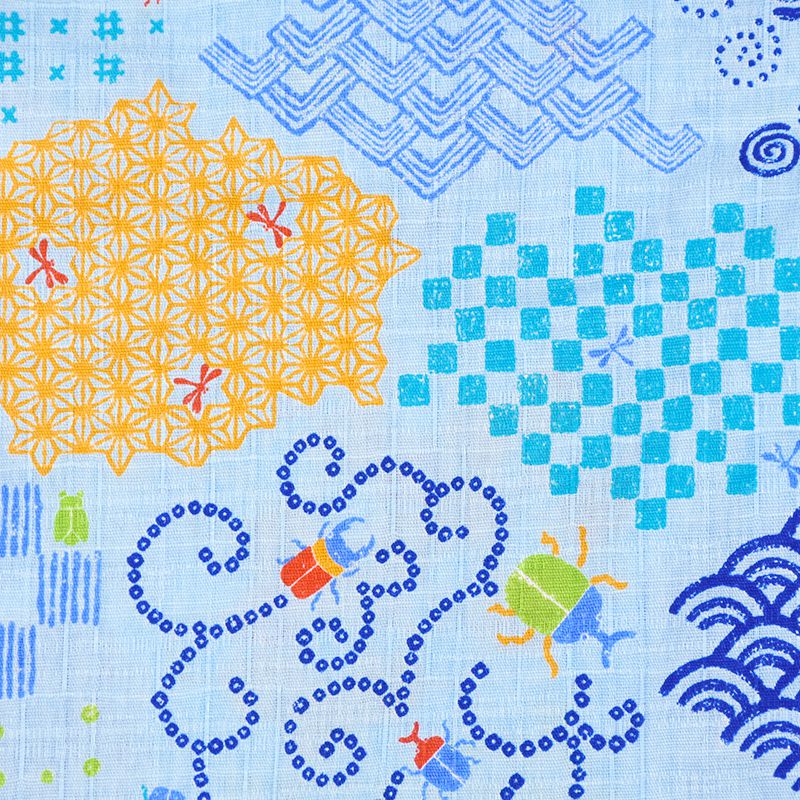 akachan honpo - 兩件式甚平-昆蟲-藍色