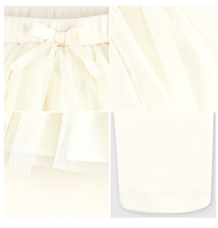 韓國 HEJMINI - 小公主網紗澎澎裙內搭褲-象牙白