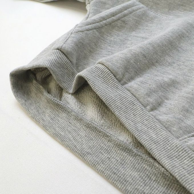 日本 ZOOLAND - 春季出遊印花裏毛長袖上衣-刺繡前口袋-灰