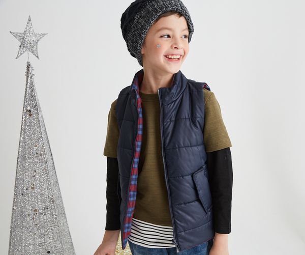 麗嬰房 Little moni - 3M科技羽絨保暖雙面穿背心-深藍