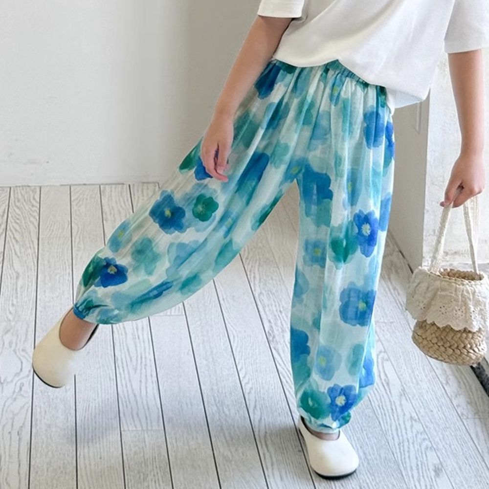 冰絲透氣輕量防蚊褲-紮染冰藍