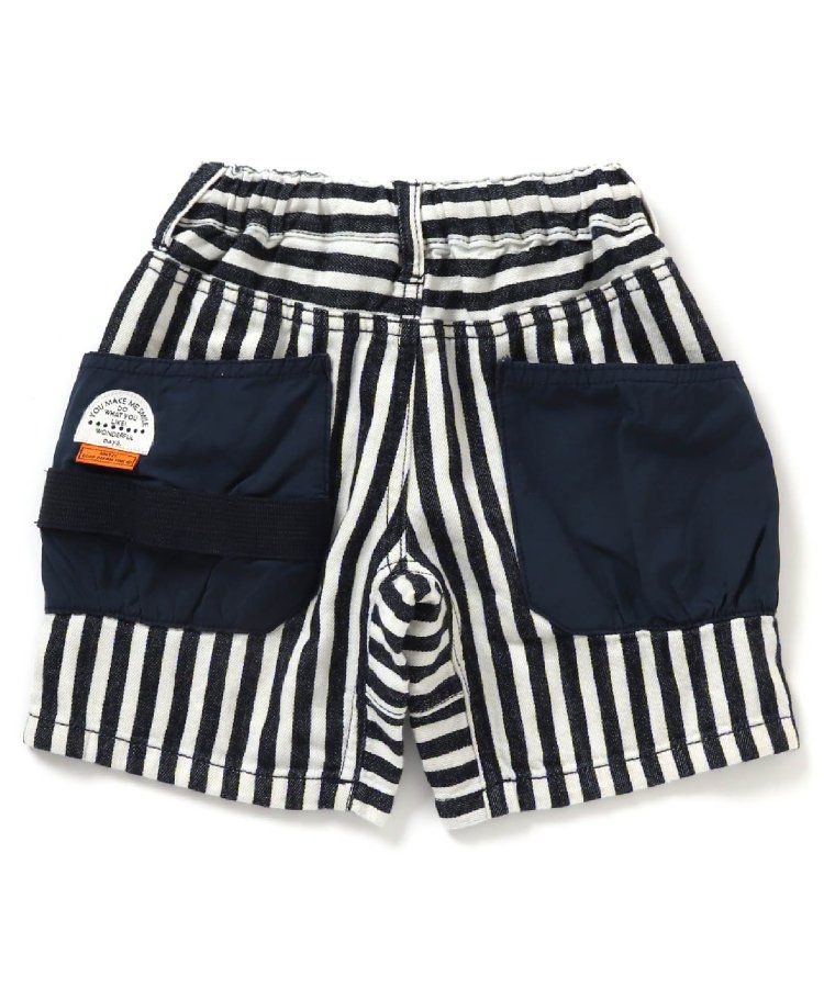 日本 BREEZE - 大口袋工裝風帥氣短褲-黑白條紋