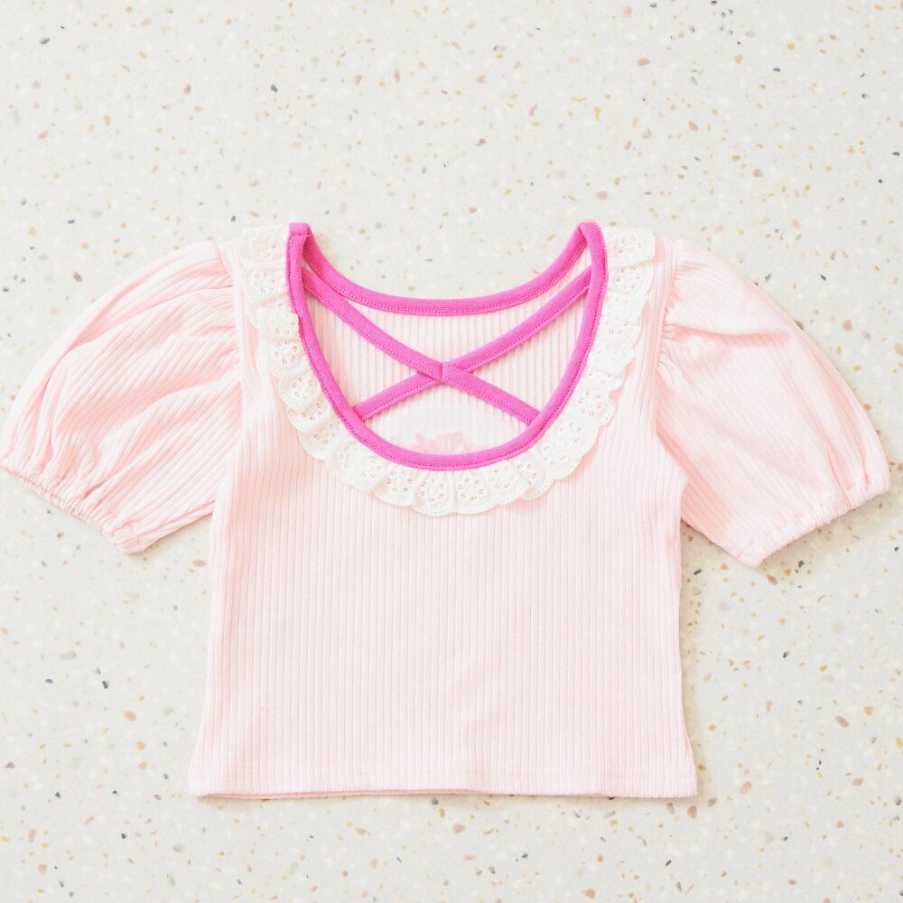 日本 ma lalumiere store - 三麗鷗聯名 背交叉澎澎短袖上衣-酷洛米-紫