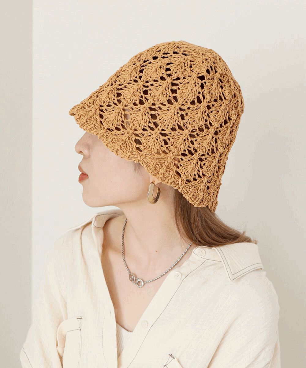 日本 Bab - 春夏定番鉤針鐘形帽-焦糖