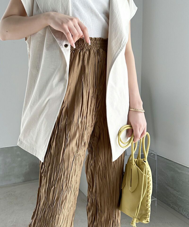 日本 Classical Elf - 低調光澤感楊柳垂墜寬褲-深灰