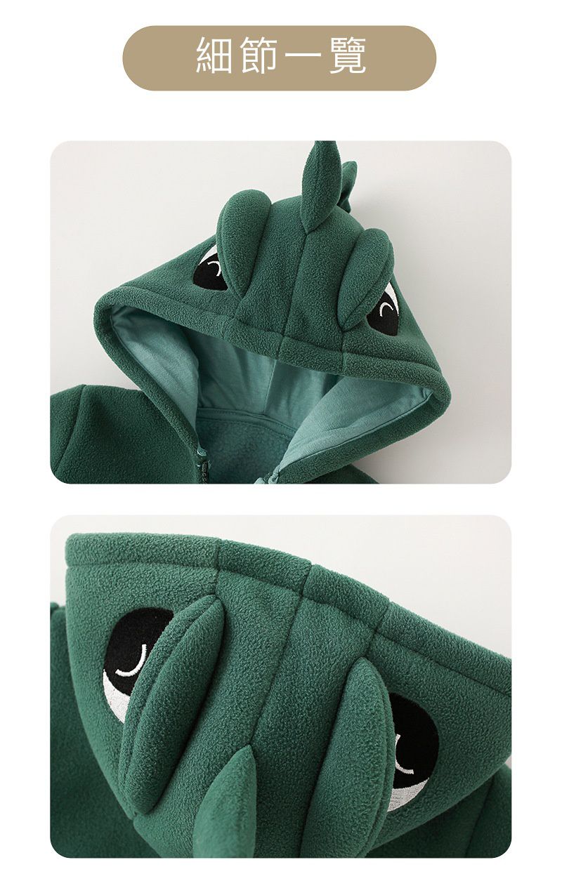 搖粒絨連帽外套-小企鵝-灰色