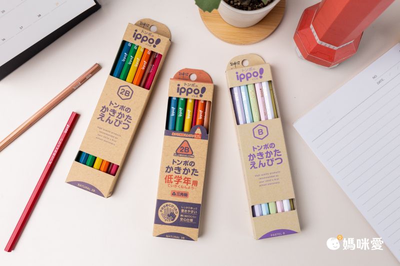 日本文具 TOMBOW - ippo! 蜻蜓牌好握六角鉛筆12支(2B)-馬卡龍色