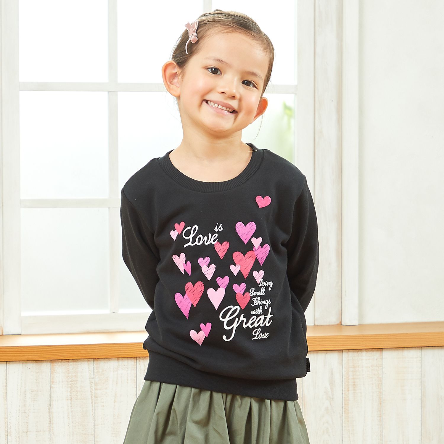 日本千趣會 - GITA 純棉裏毛長T-心花怒放-黑