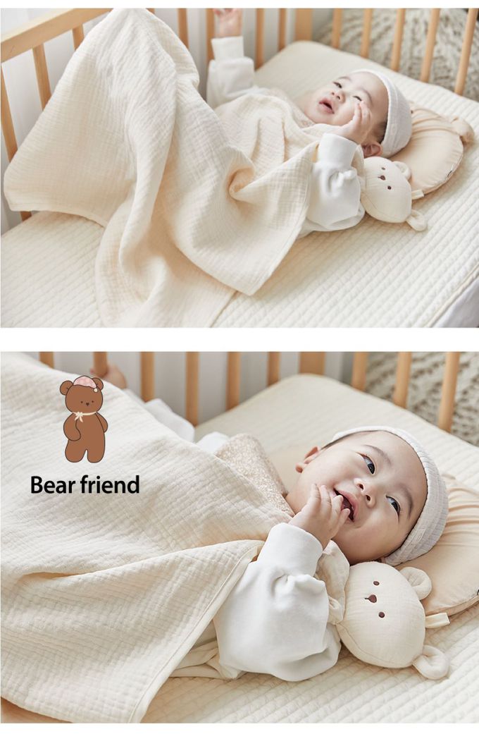 韓國 Hello HiZoo - 多功能純棉三層紗安撫毯/浴巾/紗布巾/咬咬巾/口水巾/安撫巾(兔兔)