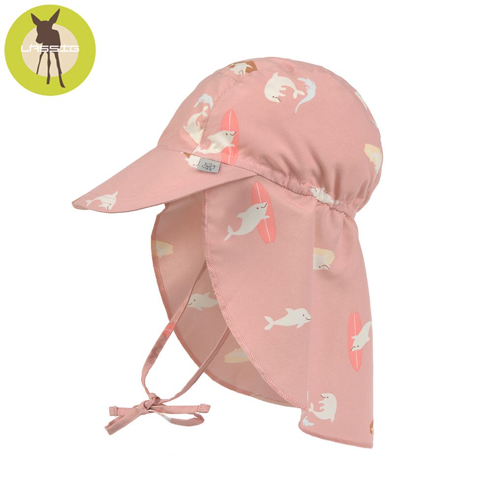 嬰幼兒抗UV防曬遮頸帽-海豚粉