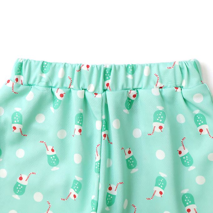 日本 ZOOLAND - 接觸冷感 透氣蘇打印花短褲-薄荷綠