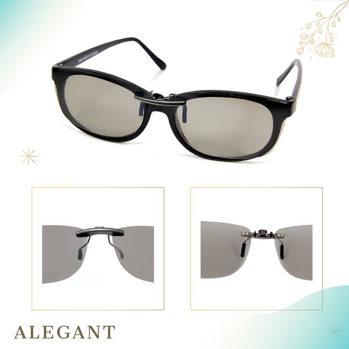 ALEGANT - 冰島灰鋁鎂合金夾式結構寶麗來偏光太陽眼鏡│UV400墨鏡車用夾片│外掛夾式鏡片│近視可戴外掛寶麗來墨鏡