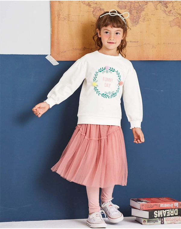 麗嬰房 Little moni - 假兩件不規則網紗蓬裙-粉紅