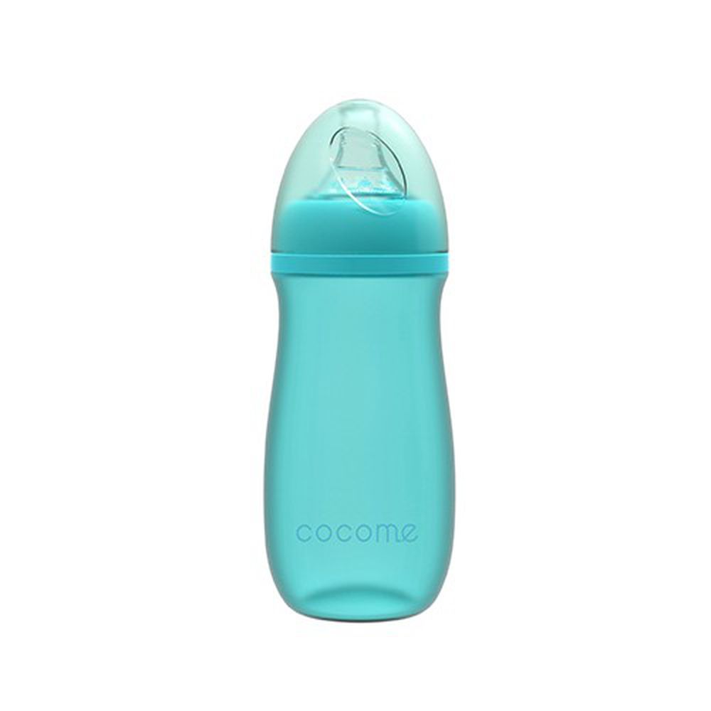 cocome 可可萌 - 防爆感溫晶鑽寬口玻璃奶瓶-藍色 (L [6個月起])-260mL
