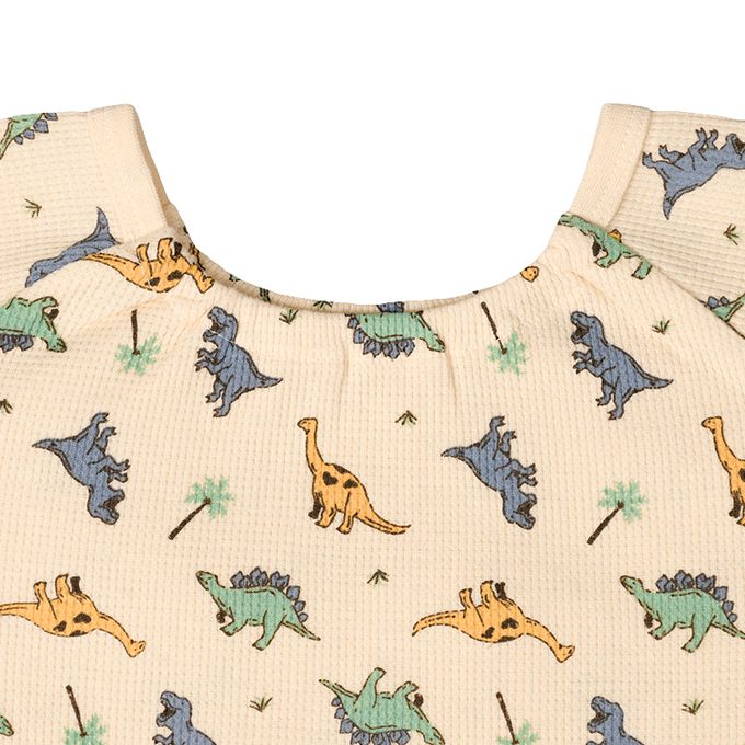 akachan honpo - 長袖家居服 穿衣練習套頭式-恐龍-淺卡其色