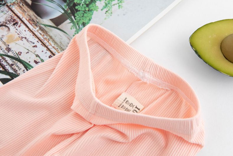 FANMOU - 莫代爾螺紋透氣七分內搭褲-扇貝蝴蝶結-灰色