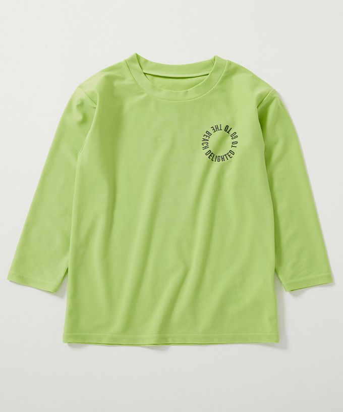 日本 devirock - 90%抗UV 舒適寬鬆玩水衣／泳衣-背後花朵-薄荷綠