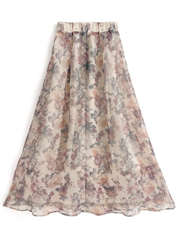 日本 GRL - 浪漫暈染碎花雪紡長裙-經典黑