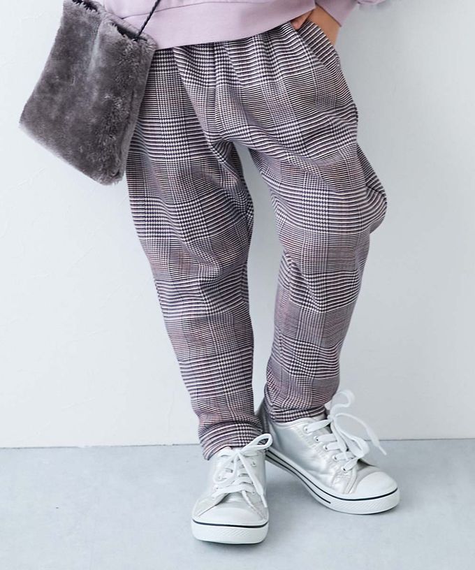 日本 devirock - RICH WARM 刷毛保暖哈倫寬鬆長褲-千鳥格-咖啡棕