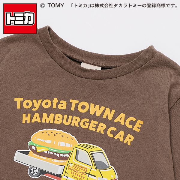 日本 petit main - TOMICA聯名薄長袖上衣-漢堡車-摩卡