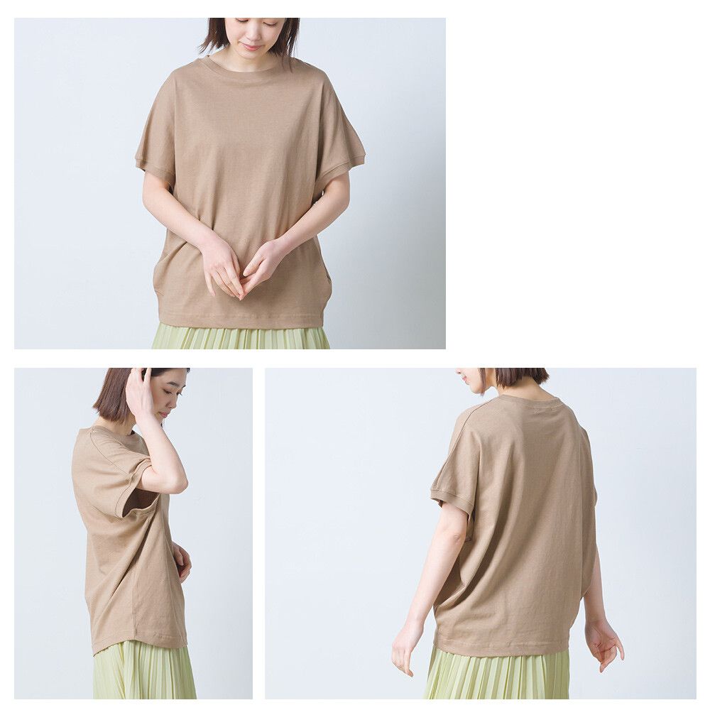 日本 OMNES - 透氣棉麻落肩短袖小飛鼠上衣-白