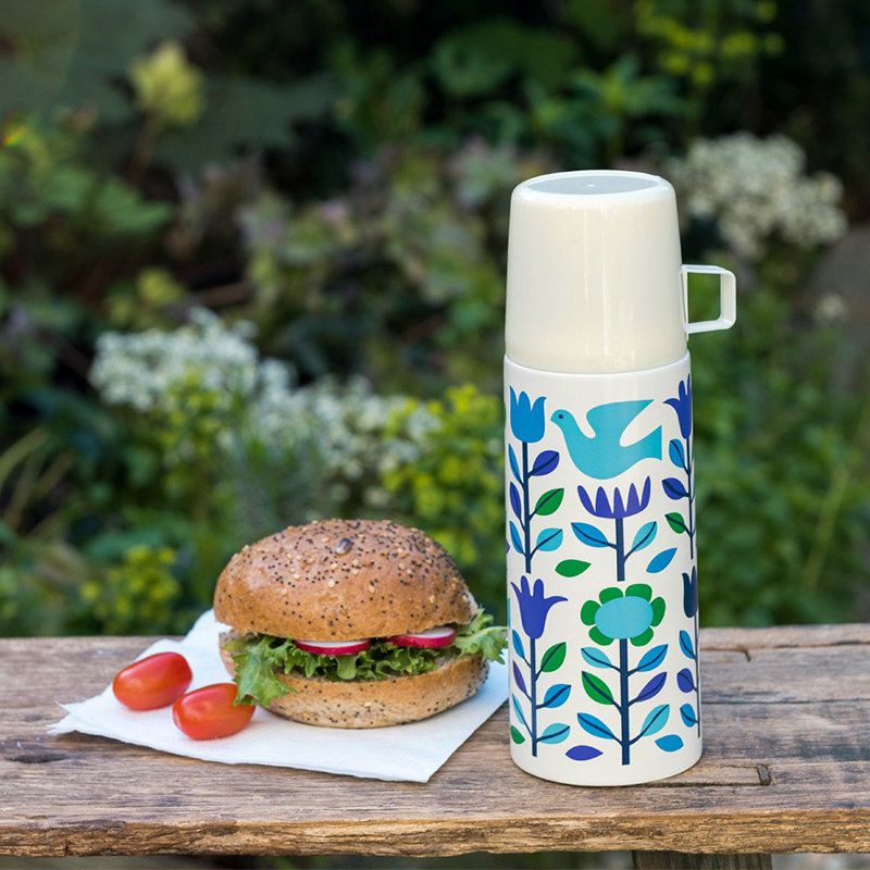 英國 Rex London - 不鏽鋼兩用保溫/保冷水瓶-藍鴿子(350ML)