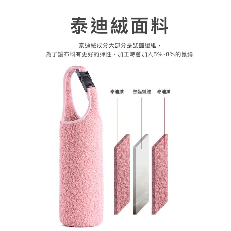 斜背泰迪絨防摔保溫杯背帶(不含杯套)-黃色