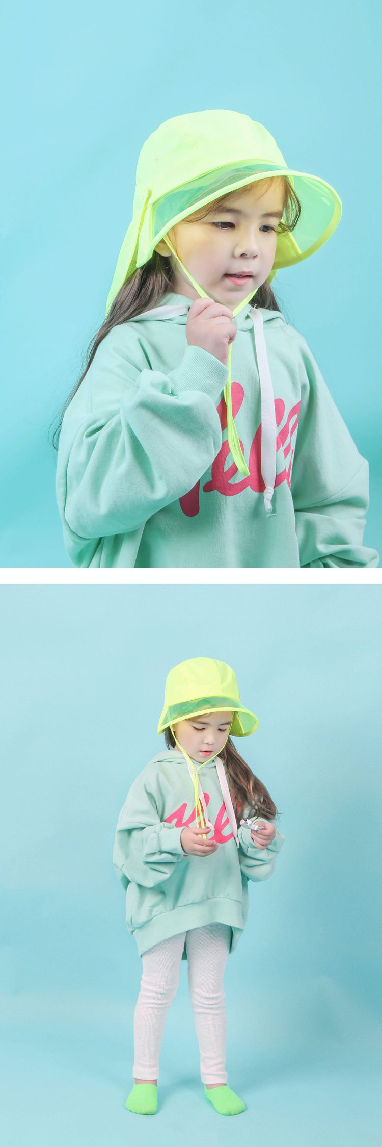 韓國 Babyblee - 抗UV遮陽板遮脖防曬帽-粉紅 (頭圍：L(50-54cm))