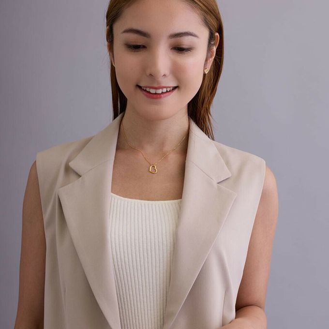 日本 Melody Accessory - 日本製 簡約典雅愛心造型項鏈-銀